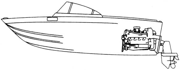 Cartoon image of black and white boat